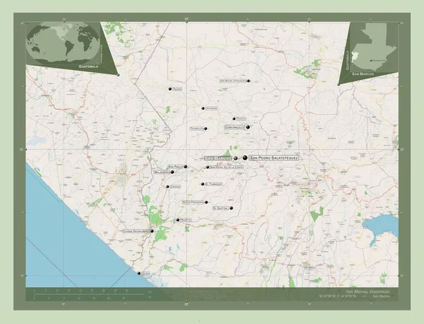 San Marcos Departamento Guatemala Abrir Mapa Rua Locais Nomes Das — Fotografia de Stock