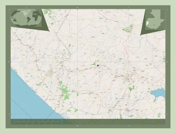 グアテマラのサンマルコス県 ストリートマップを開く コーナー補助位置図 — ストック写真