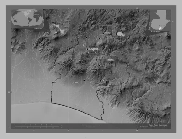 Santa Rosa Dipartimento Del Guatemala Mappa Elevazione Scala Grigi Con — Foto Stock