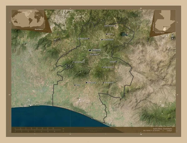 Santa Rosa Departement Guatemala Lage Resolutie Satellietkaart Locaties Namen Van — Stockfoto