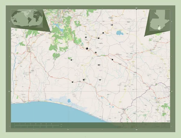 Santa Rosa Departamento Guatemala Abrir Mapa Rua Locais Das Principais — Fotografia de Stock