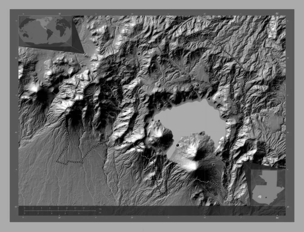 Solola Departement Guatemala Hoogteplattegrond Met Meren Rivieren Locaties Van Grote — Stockfoto