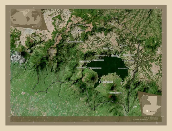 Solola Departamento Guatemala Mapa Satélite Alta Resolução Locais Nomes Das — Fotografia de Stock