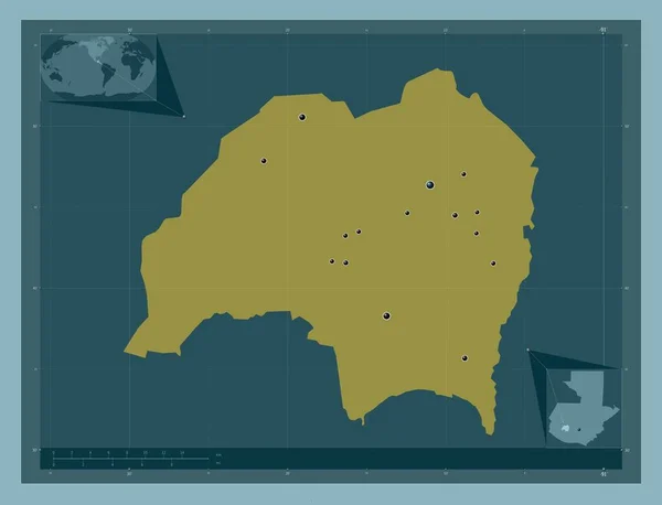 Solola Departament Gwatemali Solidny Kształt Koloru Lokalizacje Dużych Miast Regionu — Zdjęcie stockowe