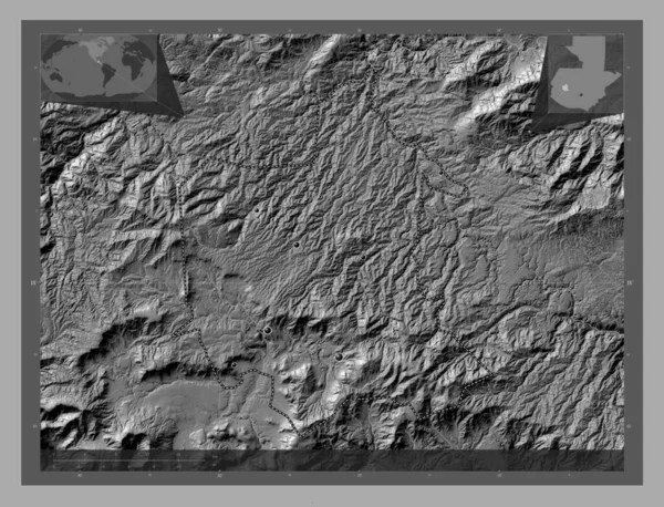 Totonicaponsko Oddělení Guatemaly Mapa Nadmořské Výšky Jezery Řekami Umístění Velkých — Stock fotografie