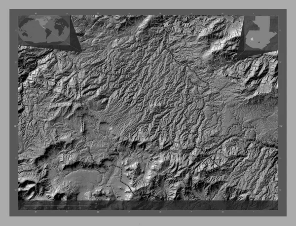 Totonicaponsko Oddělení Guatemaly Mapa Nadmořské Výšky Jezery Řekami Pomocné Mapy — Stock fotografie