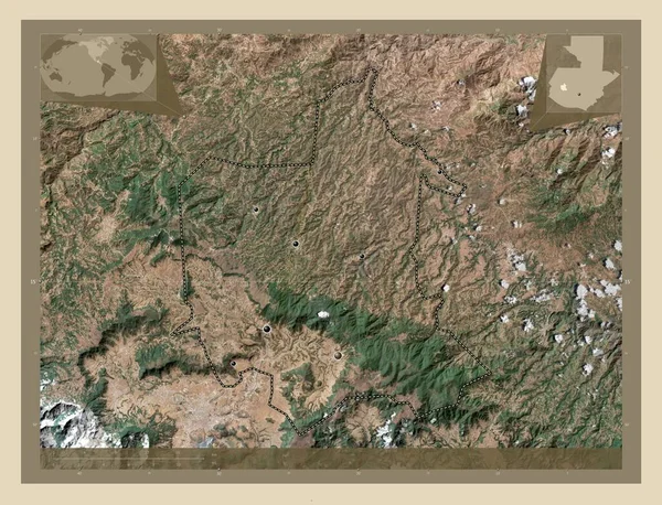 危地马拉省托托尼卡潘市 高分辨率卫星地图 该区域主要城市的所在地点 角辅助位置图 — 图库照片