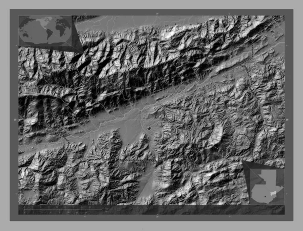 Zacapa Τμήμα Γουατεμάλας Bilevel Υψομετρικός Χάρτης Λίμνες Και Ποτάμια Γωνιακοί — Φωτογραφία Αρχείου