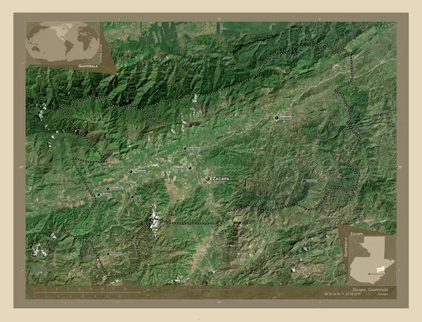 Zacapa Departamento Guatemala Mapa Satelital Alta Resolución Ubicaciones Nombres Las —  Fotos de Stock