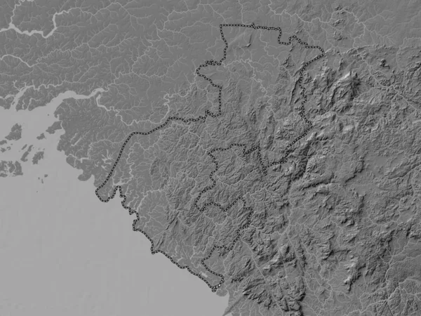 Boke Región Guinea Mapa Elevación Bilevel Con Lagos Ríos — Foto de Stock
