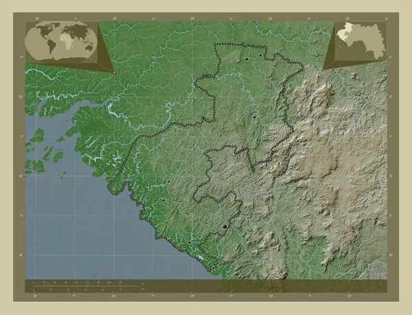 Boke Région Guinée Carte Altitude Colorée Dans Style Wiki Avec — Photo