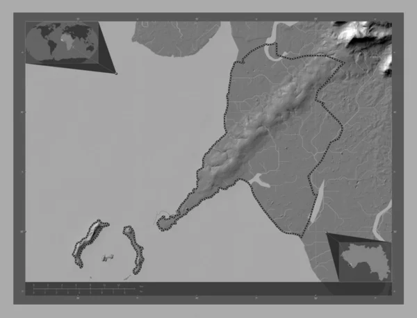 Conakry Oblast Guineje Mapa Nadmořské Výšky Jezery Řekami Pomocné Mapy — Stock fotografie