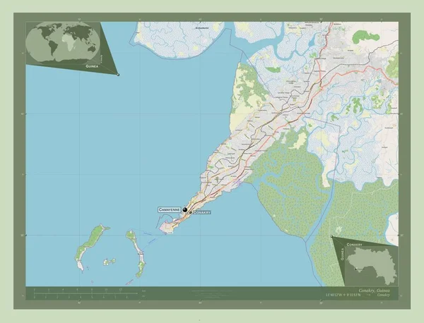 Κόνακρι Περιοχή Της Γουινέας Χάρτης Του Δρόμου Τοποθεσίες Και Ονόματα — Φωτογραφία Αρχείου
