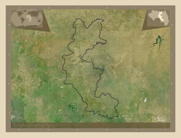 Faranah Região Guiné Mapa Satélite Alta Resolução Mapa Localização Auxiliar — Fotografia de Stock