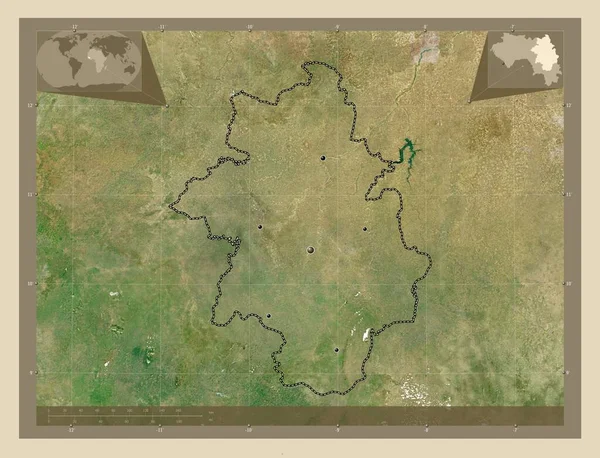 Kankan Región Guinea Mapa Satelital Alta Resolución Ubicaciones Las Principales — Foto de Stock