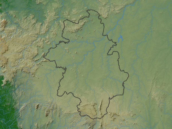 Kankan Regionen Guinea Färgad Höjdkarta Med Sjöar Och Floder — Stockfoto