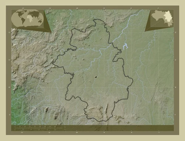 Kankan Region Gwinei Mapa Wzniesień Kolorowa Stylu Wiki Jeziorami Rzekami — Zdjęcie stockowe