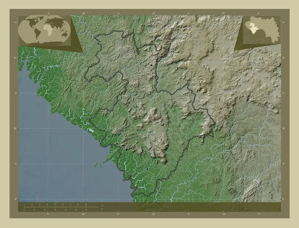 Kindia Región Guinea Mapa Elevación Coloreado Estilo Wiki Con Lagos —  Fotos de Stock