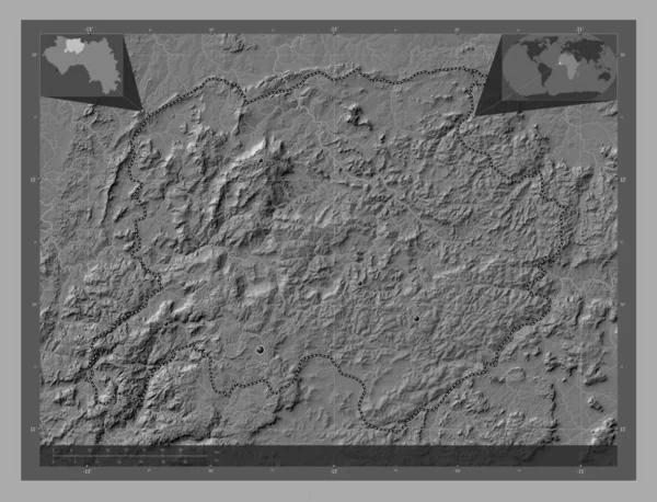 Labe Region Guinea Bilevel Elevation Map Lakes Rivers Locations Major — Stock Photo, Image