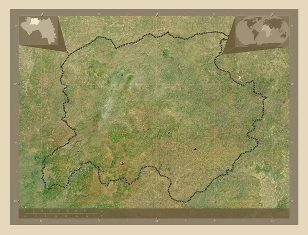 Labe Región Guinea Mapa Satelital Alta Resolución Ubicaciones Las Principales —  Fotos de Stock