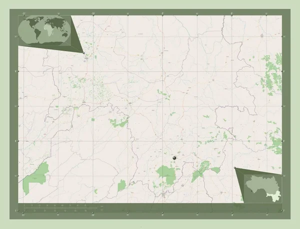 Nzerekore Περιοχή Της Γουινέας Χάρτης Του Δρόμου Γωνιακοί Χάρτες Βοηθητικής — Φωτογραφία Αρχείου