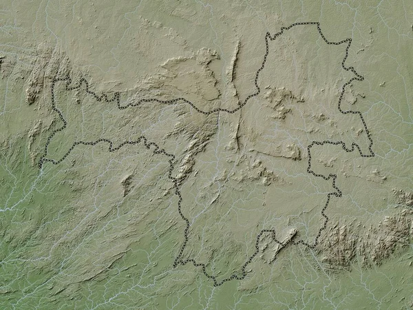 Nzerekore Región Guinea Mapa Elevación Coloreado Estilo Wiki Con Lagos —  Fotos de Stock