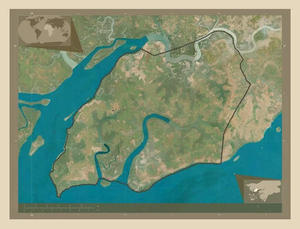 ギニア ビサウ地域のバイオボ 高解像度衛星地図 コーナー補助位置図 — ストック写真