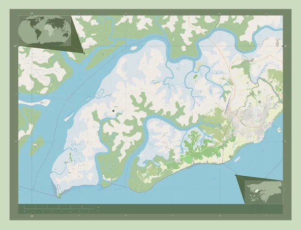 Biombo Регион Гвинеи Бисау Карта Улиц Вспомогательные Карты Расположения Углов — стоковое фото
