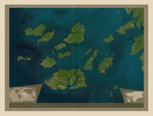 ギニア ビサウ地域のボラマ 高解像度衛星地図 地域の主要都市の場所 コーナー補助位置図 — ストック写真