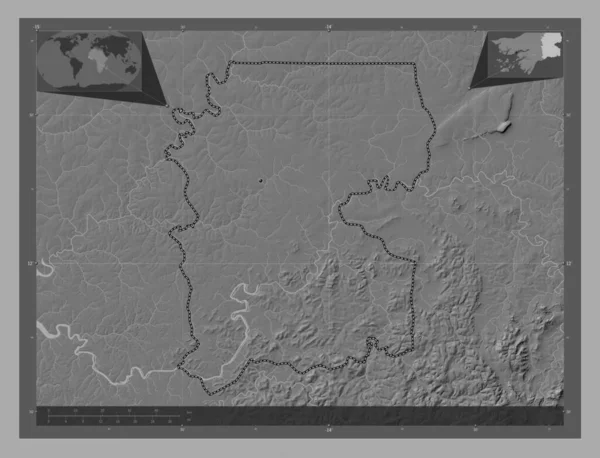 Gabu Περιφέρεια Γουινέας Μπισάου Bilevel Υψομετρικός Χάρτης Λίμνες Και Ποτάμια — Φωτογραφία Αρχείου