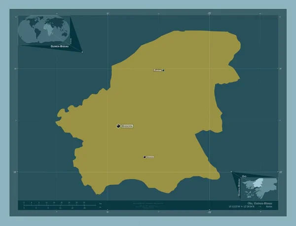 Oio Regione Della Guinea Bissau Forma Tinta Unita Località Nomi — Foto Stock