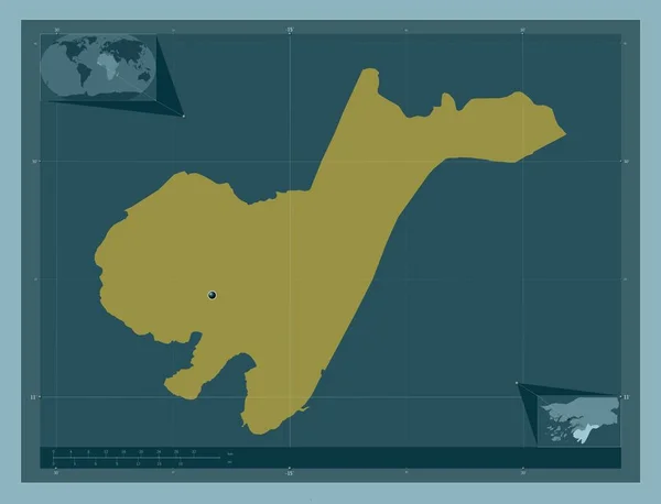 Tombali Región Guinea Bissau Forma Color Sólido Mapas Ubicación Auxiliares —  Fotos de Stock