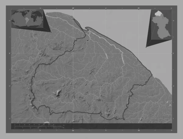 Barima Waini Region Gujany Dwupoziomowa Mapa Jeziorami Rzekami Pomocnicze Mapy — Zdjęcie stockowe