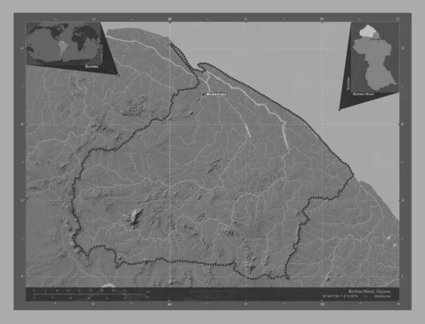 Barima Waini Guyana Régió Kétszintes Domborzati Térkép Tavakkal Folyókkal Régió — Stock Fotó