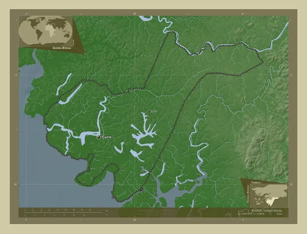 Томбали Область Гвинея Бисау Карта Высоты Окрашенная Вики Стиле Озерами — стоковое фото