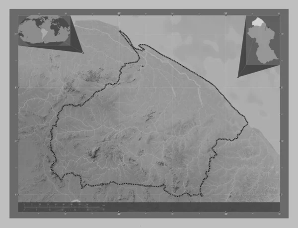 Barima Waini Regio Guyana Grayscale Hoogte Kaart Met Meren Rivieren — Stockfoto
