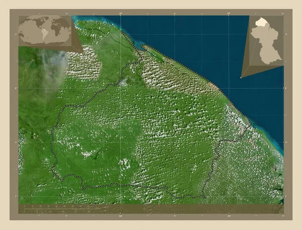 Barima Waini 圭亚那地区 高分辨率卫星地图 角辅助位置图 — 图库照片