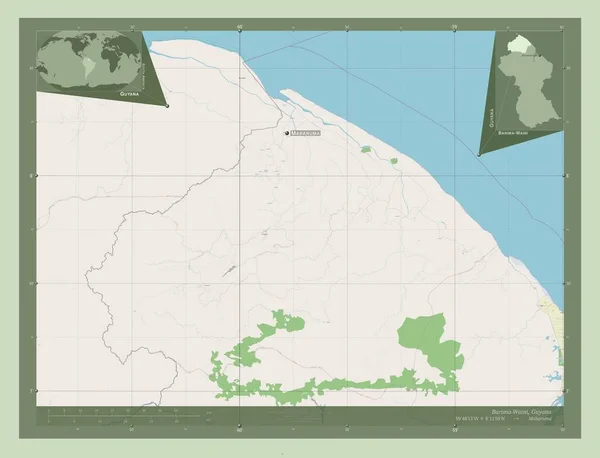 Barima Waini Guyana Régió Nyílt Utcai Térkép Régió Nagyvárosainak Elhelyezkedése — Stock Fotó