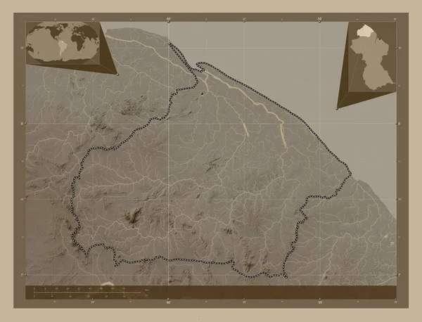 Barima Waini Regione Della Guyana Mappa Elevazione Colorata Toni Seppia — Foto Stock
