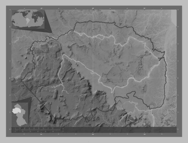 Куюни Мазаруни Район Гайаны Карта Высот Оттенках Серого Озерами Реками — стоковое фото