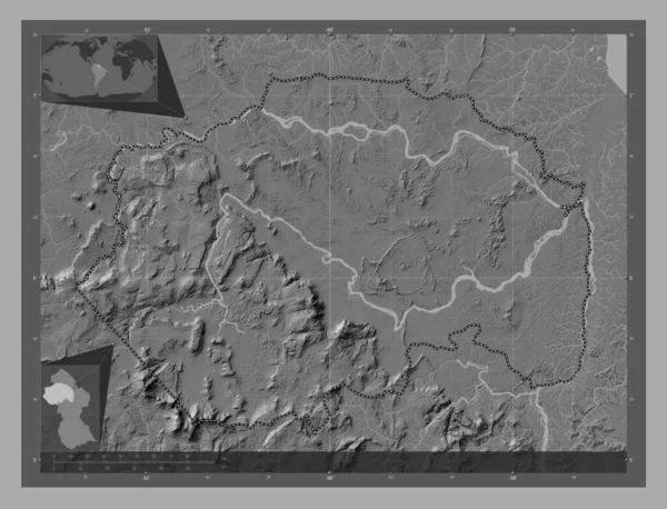 Cuyuni Mazaruni Περιφέρεια Γουιάνας Bilevel Υψομετρικός Χάρτης Λίμνες Και Ποτάμια — Φωτογραφία Αρχείου