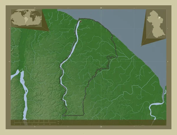 Demerara Mahaica Regio Guyana Hoogtekaart Gekleurd Wiki Stijl Met Meren — Stockfoto
