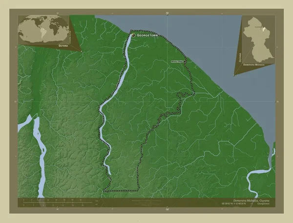 Demerara Mahaica Region Guyana Elevation Map Colored Wiki Style Lakes — Stock Photo, Image