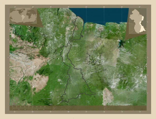 Wschodnia Berbice Corentyne Region Gujany Mapa Satelity Wysokiej Rozdzielczości Pomocnicze — Zdjęcie stockowe