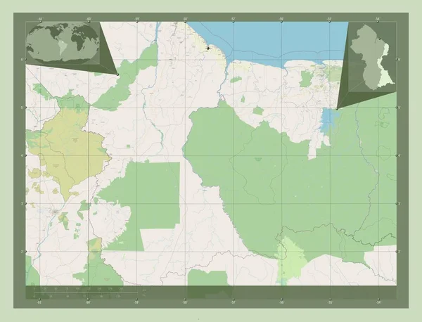 Wschodnia Berbice Corentyne Region Gujany Otwórz Mapę Ulic Lokalizacje Dużych — Zdjęcie stockowe