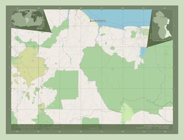 Східний Бербіс Корентайн Регіон Гаяна Відкрита Карта Вулиць Місця Розташування — стокове фото