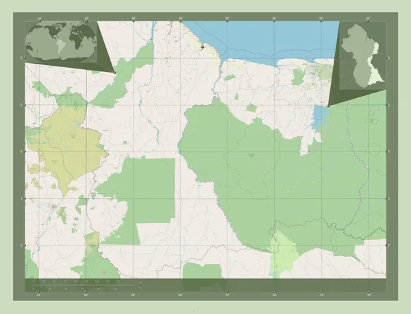 East Berbice Corentyne Região Guiana Abrir Mapa Rua Mapa Localização — Fotografia de Stock