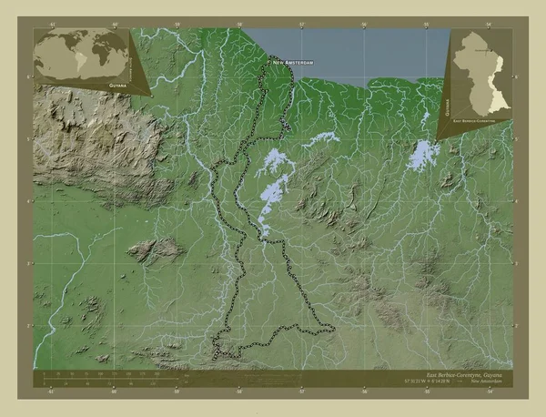 East Berbice Corentyne Περιφέρεια Γουιάνας Υψόμετρο Χάρτη Χρωματισμένο Στυλ Wiki — Φωτογραφία Αρχείου