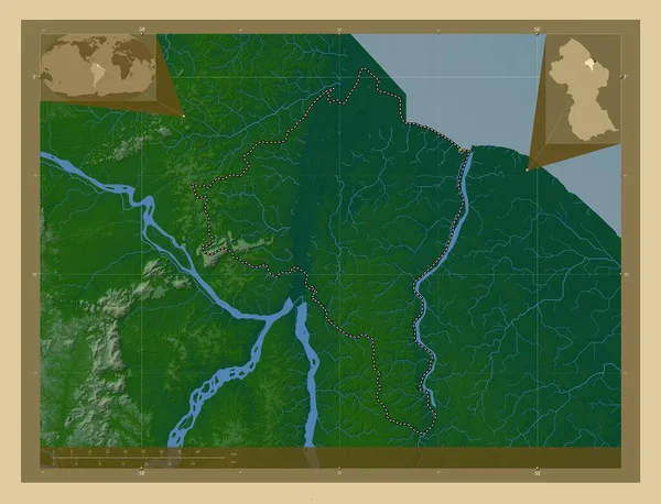 Isole Essequibo Demerara Occidentale Regione Della Guyana Mappa Elevazione Colorata — Foto Stock