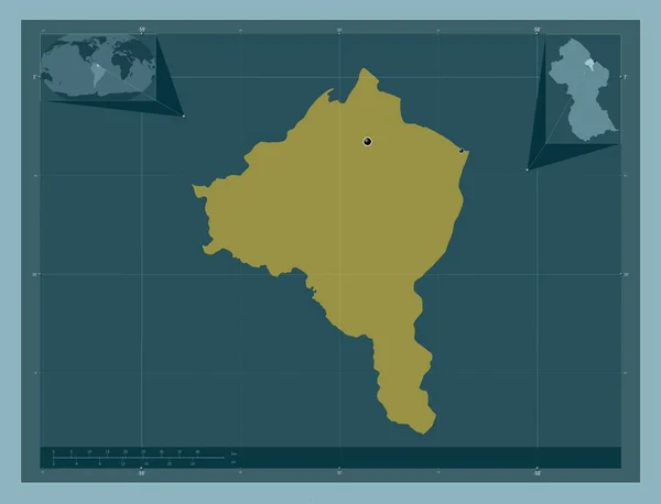 埃斯波群岛 西德梅拉拉 圭亚那地区 固体的颜色形状 该区域主要城市的所在地点 角辅助位置图 — 图库照片
